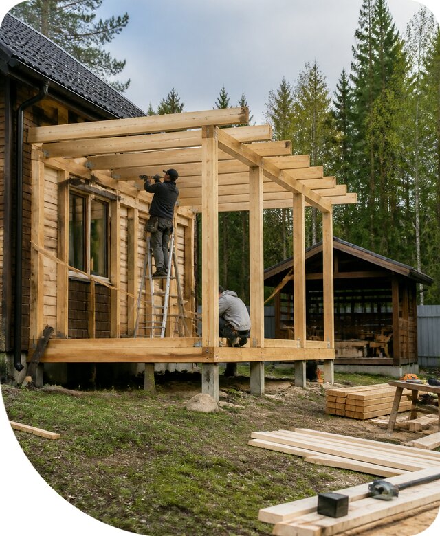 Строительство пристроек и построек на участке в Дедовске