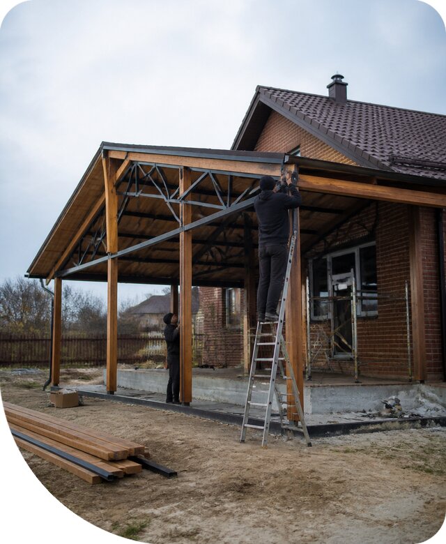 Пристройка навеса к дому и участку в Дедовске под ключ